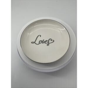 Love Heart Wedding Plate Glass Dish Cursive Words, Wedding Cake